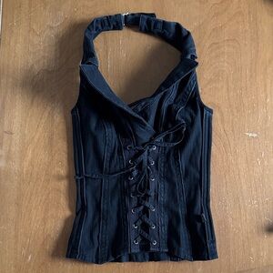 Y2K Tripp NYC Small Black Halter Corset Top